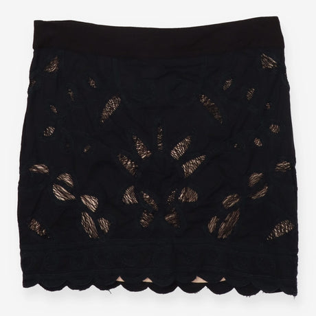 Black Cotton Mini Skirt Malta Style UK12 Summer Ca
