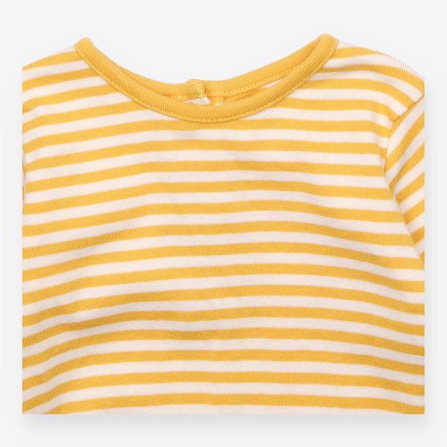 Tee LS yellow stripe buttons to back