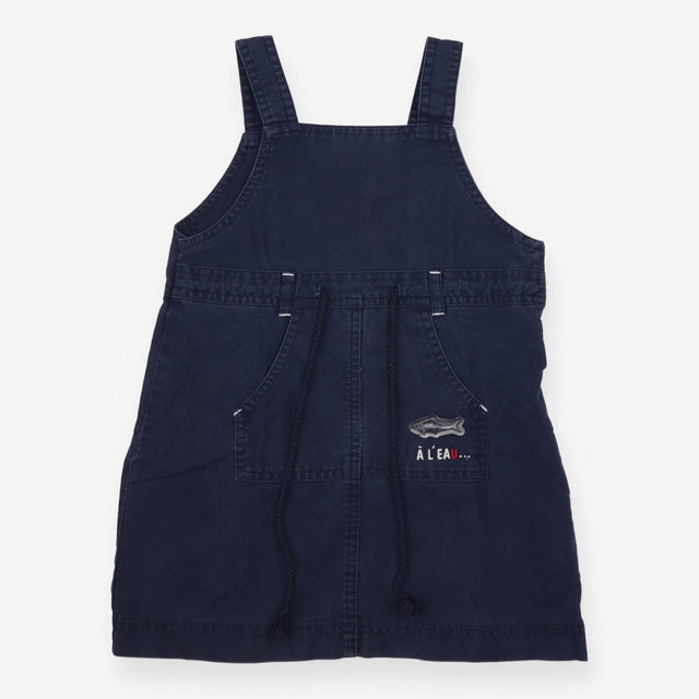 Pinafore Dress Navy with Fish Applique