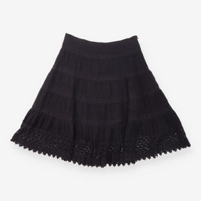 Black Cotton Broderie Crochet Lace Hem