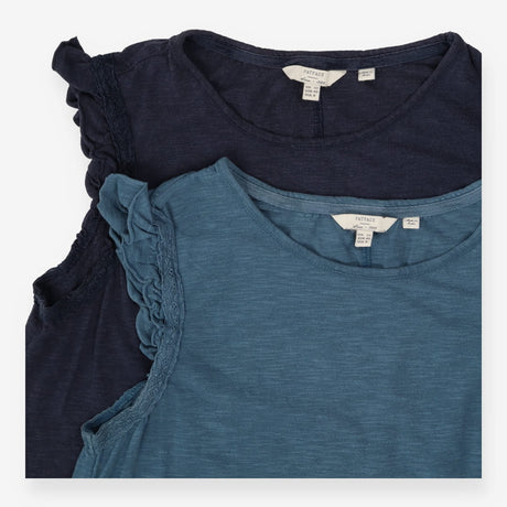 Blue Frill Sleeved Navy and Blue 2-pack