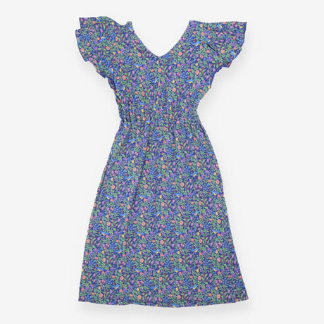 Purple Ditsy Botanical Print Midi Dress