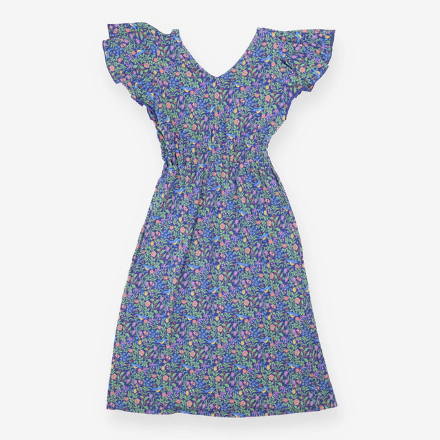 Purple Ditsy Botanical Print Midi Dress
