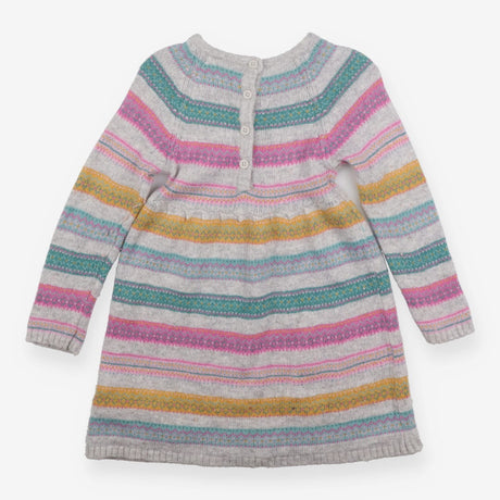 Dress Long Sleeved Knit Grey Colourful Fairisle