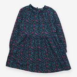 Dress Long Sleeve Cuffed Blue with Flower print