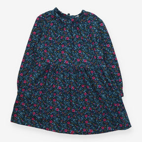 Dress Long Sleeve Cuffed Blue with Flower print