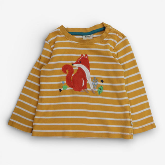 Tee LS orange stripe fox