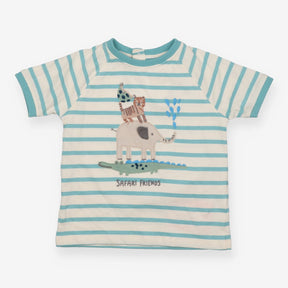 T-Shirt Blue Stripe Safari Friends