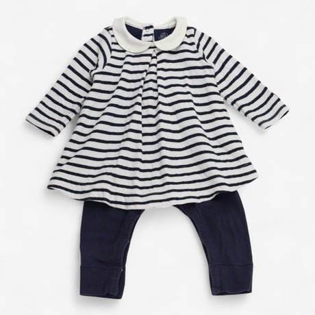 Navy Striped Romper Dress