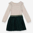 Dress cream sparkle with green and gold stars
