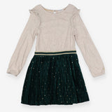 Dress cream sparkle with green and gold stars