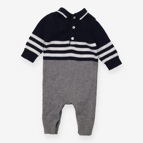 Romper knit collar navy top grey bottom