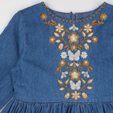 Denim Dress Long Sleeve Gold Embellishment