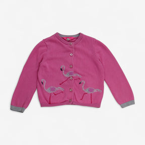 Cardigan Pink with Glittery Flamingos