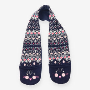 Navy Bunny Scarf with Built-In Mittens