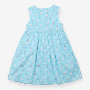 Dress Sleeveless Blue Ducks and Flowers