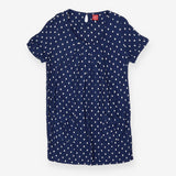Blue & Cream Polka Dot Short Sleeve Dress with Poc