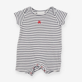 Romper white blue stripe small crab
