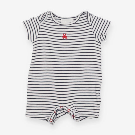 Romper white blue stripe small crab