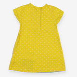 Yellow spotty dress with lamb, rabbit and chicks