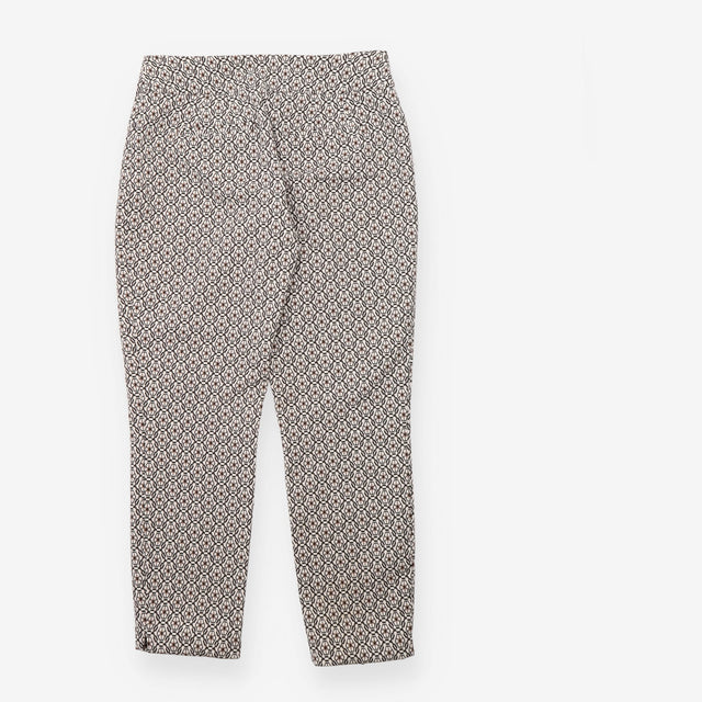 Geometric Jacquard Slim Leg Trousers Black White