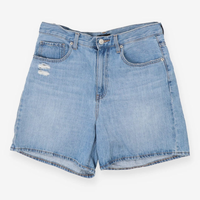 Light wash high waisted distressed denim bermuda s