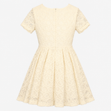 Cream Circle Lace Short Sleeve Fit & Flare Dress