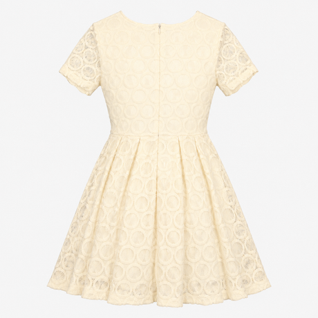 Cream Circle Lace Short Sleeve Fit & Flare Dress