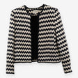 Jacket Navy Cream Chevron Woven Textured