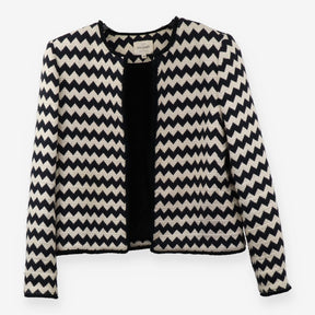 Jacket Navy Cream Chevron Woven Textured