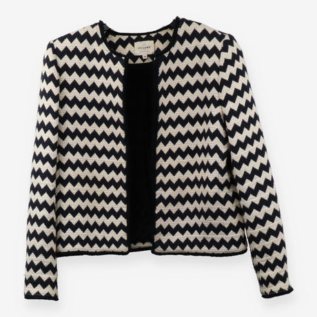Jacket Navy Cream Chevron Woven Textured