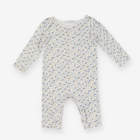 Sleepsuit white blue yellow flowers