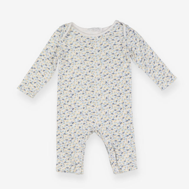 Sleepsuit white blue yellow flowers