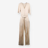 Cream Linen Jumpsuit  Wide Leg Summer Style