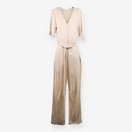 Cream Linen Jumpsuit  Wide Leg Summer Style