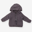 Zip Up Hoodie Grey Cable Knit