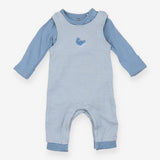 Blue stripe jersey dungarees with blue bodysuit wh