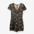 Lace Overlay Playsuit – Black & Nude