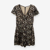 Lace Overlay Playsuit – Black & Nude
