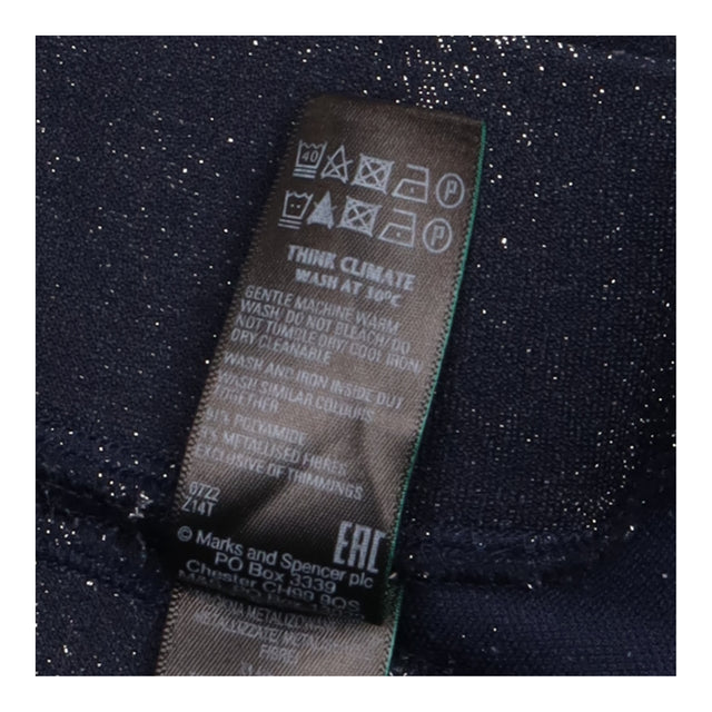 Navy Silver Sparkle Wide Leg Jersey Trousers SHORT