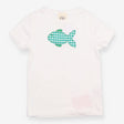 T-shirt white with green check fish