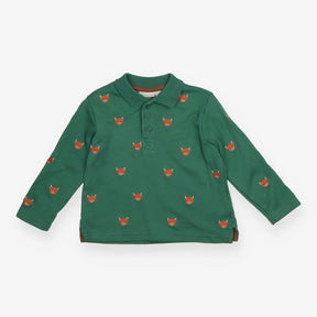 Collared Long Sleeve Top - Green Highland Cow