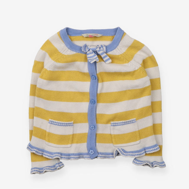 Yellow and Blue Striped Knit Cardigan 