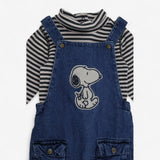 Dungarees Denim with Snoopy Applique and Striped B
