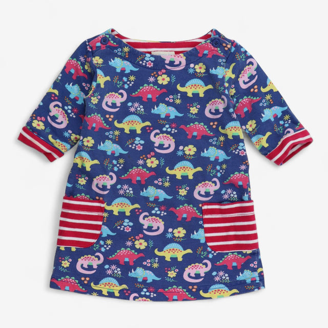 Dress Jersey Long Sleeve Navy with Dinosaurs