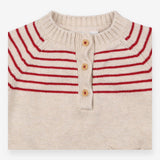Cream Knit Sweater Red Stripes