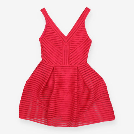 Cerise Pink Fit & Flare V‑Neck Dress