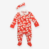 Red Bows Sleepsuit + Headband - Angel & Rocket