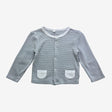 Cardigan Jersey Blue and White with Poppers