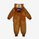 Fleece Onesie Brown Walruses Hood with Pompom Hat 